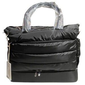 iPack Puffy Tote Bag OS Black Travel Daily Use Practical Easy To Clean Nylon NWT